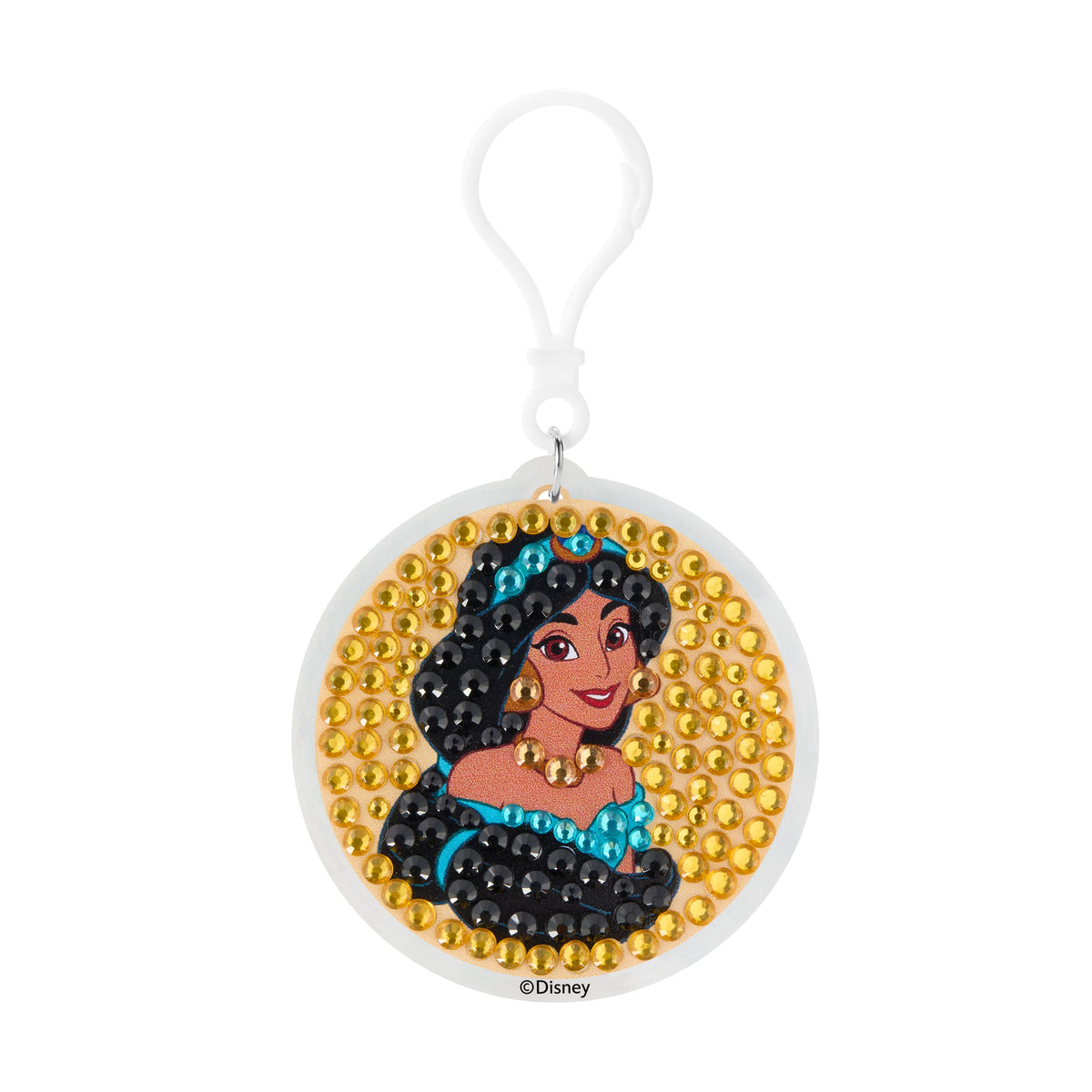 Diamond Painting Keychain - Jasmine’s Sapphire Dreams 2.6" x 2.5" (6.8cm x 6.5cm) / Round With 7 Colors including 7 Iridescent Diamonds / 338