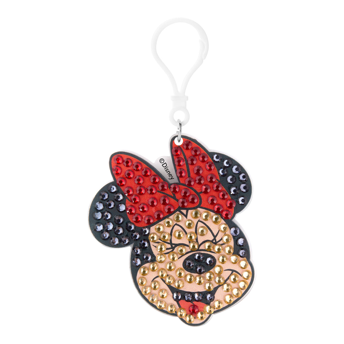 Diamond Painting Keychain - Joyful Minnie 3.07" x 2.67" (7.8cm x 6.8cm) / Round With 3 Colors including 3 Iridescent Diamonds / 288
