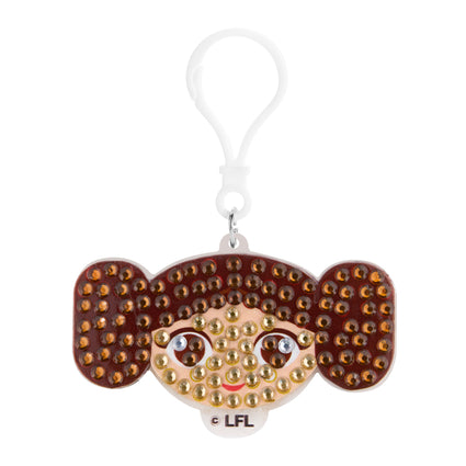 Diamond Painting Keychain - Leia’s Rebel Charm 3.14" x 1.77" (8cm x 4.5cm) / Round With 3 Colors including 3 Iridescent Diamonds / 228