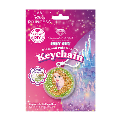 Diamond Painting Keychain - Rapunzel’s Golden Glow 2.6" x 2.5" (6.8cm x 6.5cm) / Round With 4 Colors including 4 Iridescent Diamonds / 252