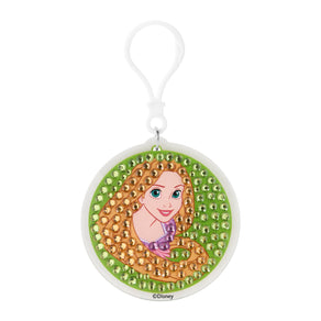 Diamond Painting Keychain - Rapunzel’s Golden Glow 2.6" x 2.5" (6.8cm x 6.5cm) / Round With 4 Colors including 4 Iridescent Diamonds / 252