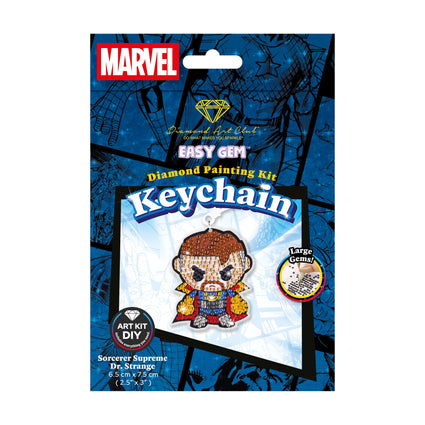 Diamond Painting Keychain - Sorcerer Supreme Dr. Strange 2.5" x 3" (6.5cm x 7.5cm) / Round With 9 Colors including 9 Iridescent Diamonds / 600