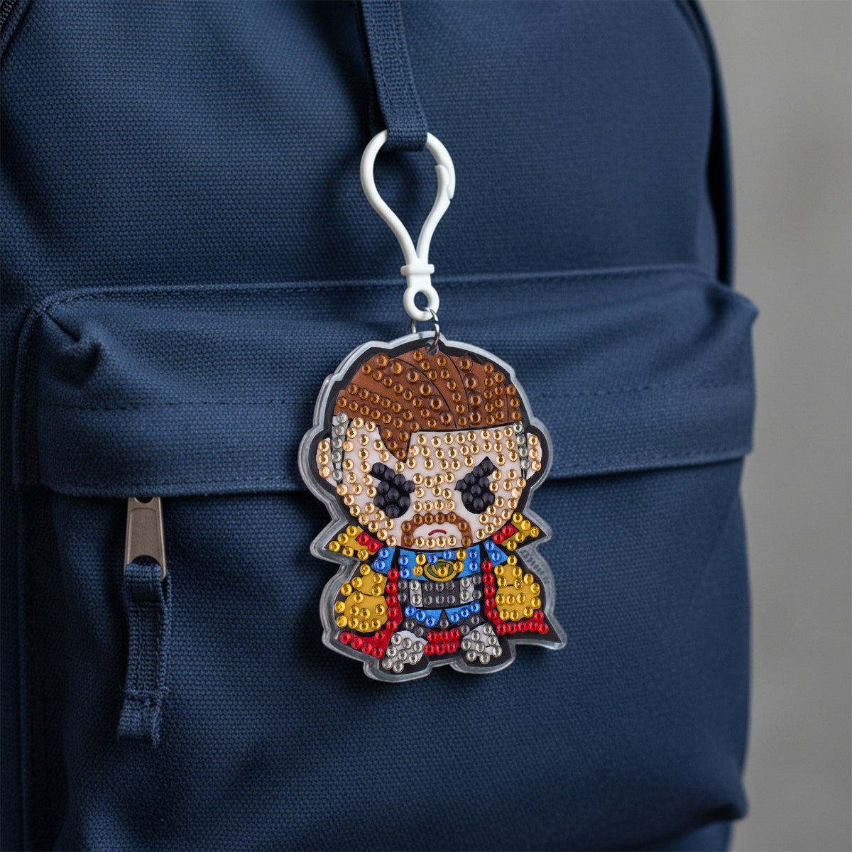 Diamond Painting Keychain - Sorcerer Supreme Dr. Strange 2.5" x 3" (6.5cm x 7.5cm) / Round With 9 Colors including 9 Iridescent Diamonds / 600