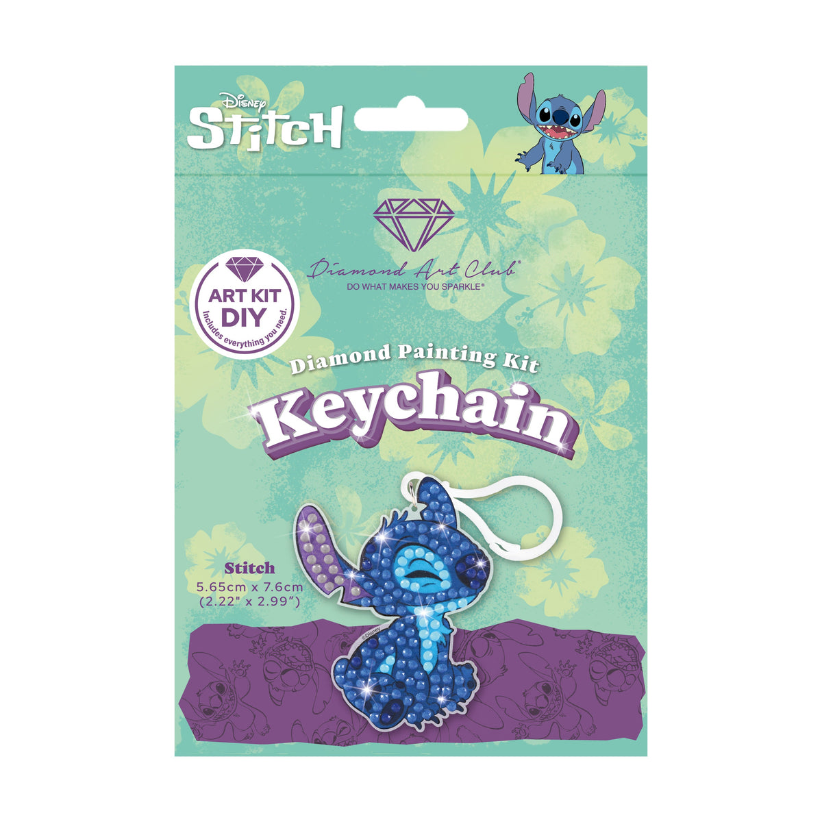 Diamond Painting Keychain - Stitch™ 2.22" x 2.99" (5.65cm x 7.6cm) / Round With 4 Colors / 286