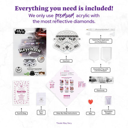 Diamond Painting Keychain - Stormtrooper’s Imperial Might 3.14" x 2.75" (8cm x 7cm) / Round With 3 Colors including 2 Iridescent Diamonds / 376