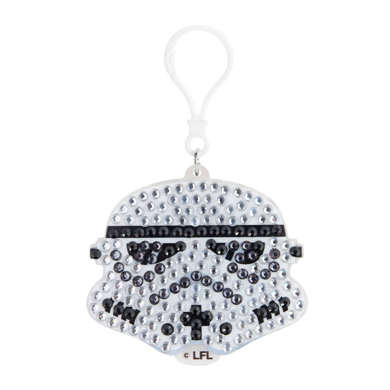 Diamond Painting Keychain - Stormtrooper’s Imperial Might 3.14" x 2.75" (8cm x 7cm) / Round With 3 Colors including 2 Iridescent Diamonds / 376