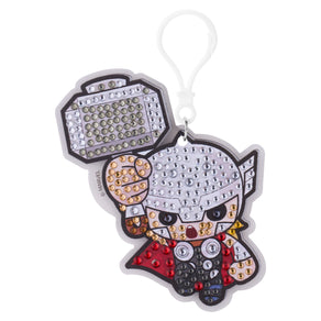 Diamond Painting Keychain - Thunder God Thor 2.2" x 2.9" (5.7cm x 7.5cm) / Round With 9 Colors including 9 Iridescent Diamonds / 520