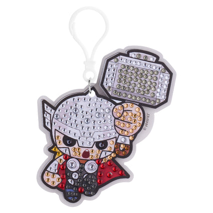 Diamond Painting Keychain - Thunder God Thor 2.2" x 2.9" (5.7cm x 7.5cm) / Round With 9 Colors including 9 Iridescent Diamonds / 520