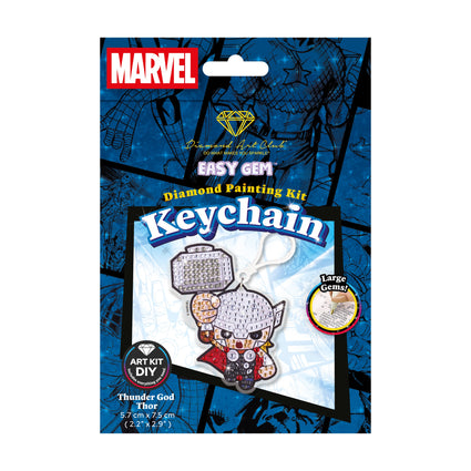 Diamond Painting Keychain - Thunder God Thor 2.2" x 2.9" (5.7cm x 7.5cm) / Round With 9 Colors including 9 Iridescent Diamonds / 520