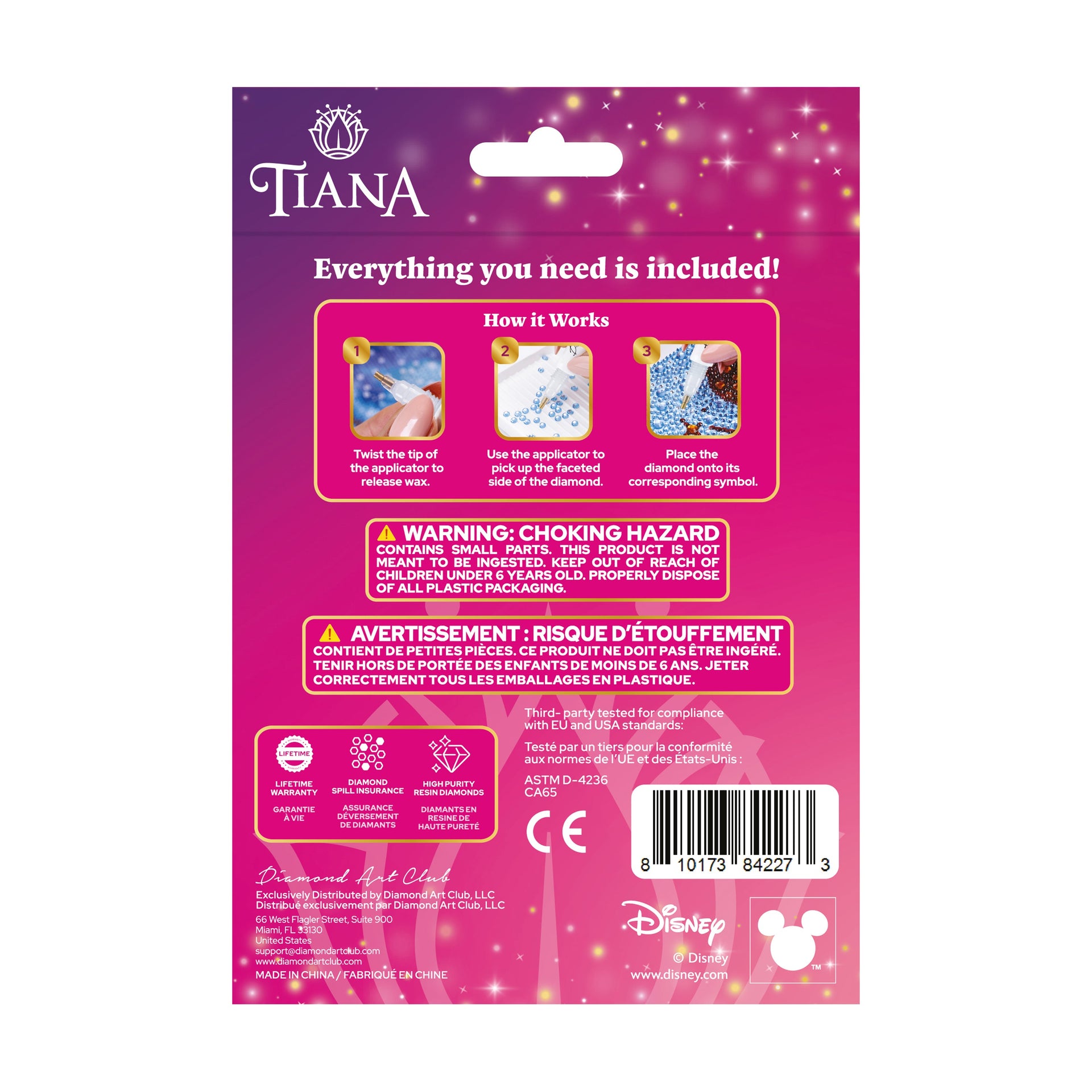 Diamond Painting Keychain - Tiana’s Bayou Beauty 2.6" x 2.5" (6.8cm x 6.5cm) / Round With 6 Colors including 6 Iridescent Diamonds / 286
