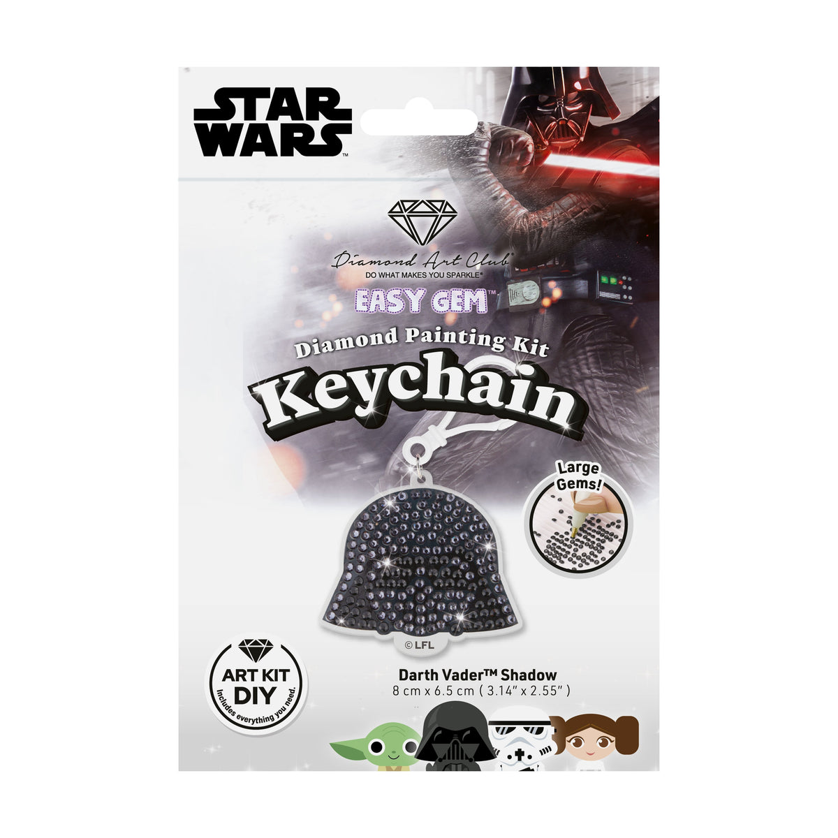 Diamond Painting Keychain - Vader's Shadow 3.14" x 2.55" (8cm x 6.5cm) / Round With 2 Colors including 1 Iridescent Diamond / 338