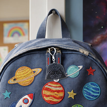 Diamond Painting Keychain - Vader's Shadow 3.14" x 2.55" (8cm x 6.5cm) / Round With 2 Colors including 1 Iridescent Diamond / 338