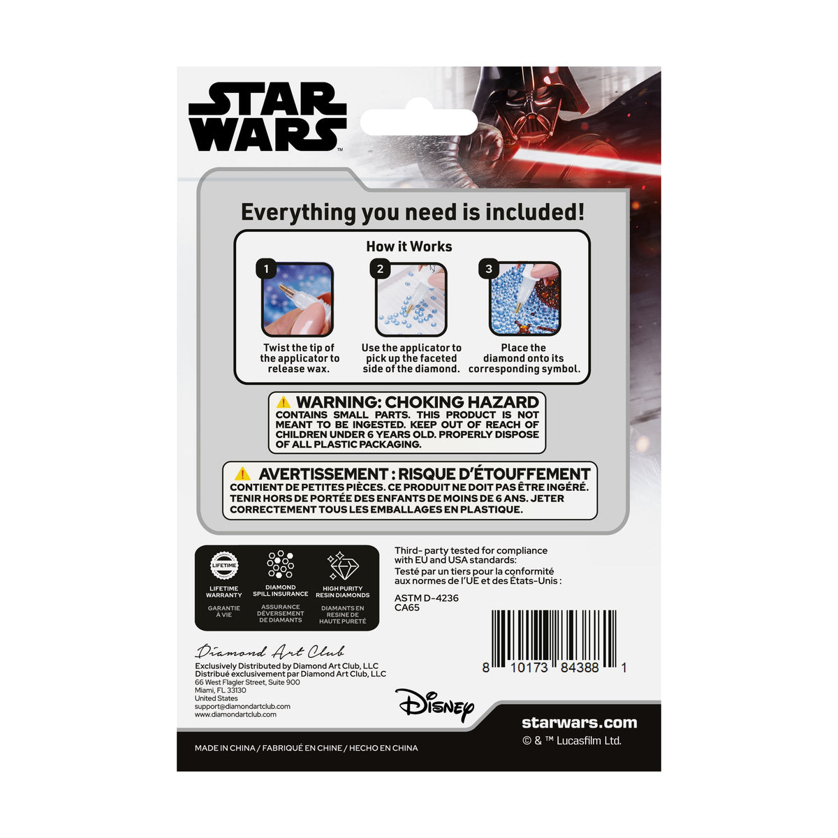 Diamond Painting Keychain - Yoda Wisdom 3.14" x 1.29" (8cm x 3.3cm) / Round With 4 Colors including 4 Iridescent Diamonds / 122