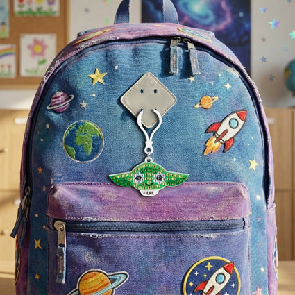 Diamond Painting Keychain - Yoda Wisdom 3.14" x 1.29" (8cm x 3.3cm) / Round With 4 Colors including 4 Iridescent Diamonds / 122