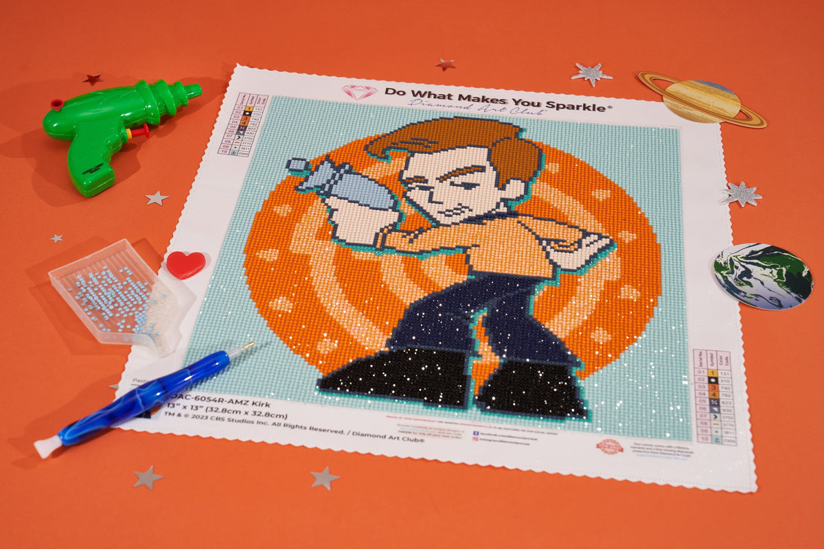 Diamond Painting Kirk 13" x 13" (32.8cm x 32.8cm) / Round with 10 Colors Including 1 ABs and 1 Fairy Dust Diamonds / 13,689