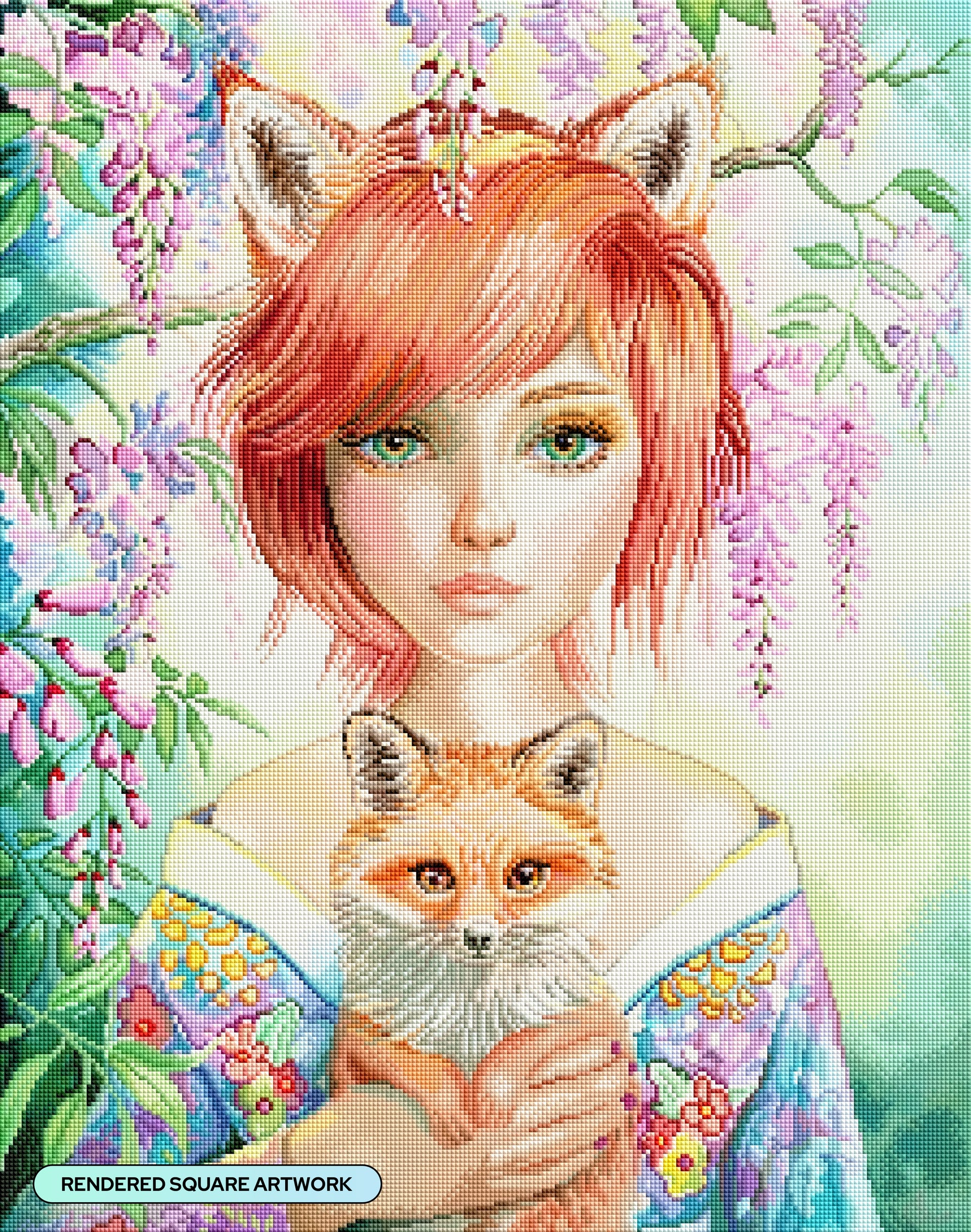 Diamond Painting Kitsune 22" x 28" (55.8cm x 70.7cm) / Square with 87 Colors including 2 ABs and 5 Fairy Dust Diamonds / 63,616