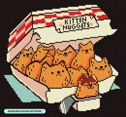 Diamond Painting Kitten Nuggets 14" x 13" (35.8cm x 33cm) / Round with 9 Colors including 1 AB and 1 Iridescent Diamond and 1 Fairy Dust Diamond / 15,600