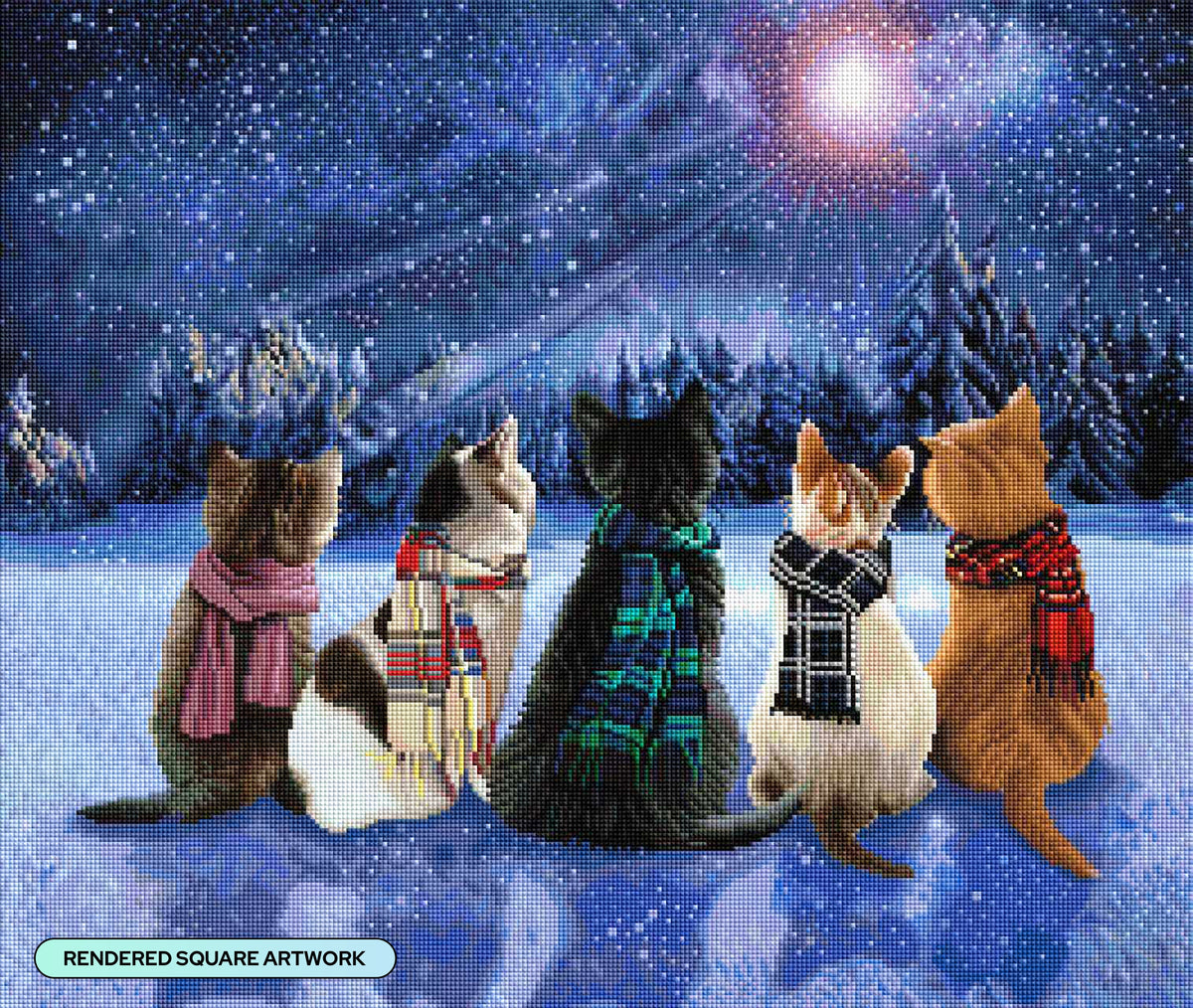 Diamond Painting Kitten Wishes 26" x 22" (66cm x 55.8cm) / Square with 89 Colors including 2 ABs and 3 Fairy Dust Diamonds / 59,360