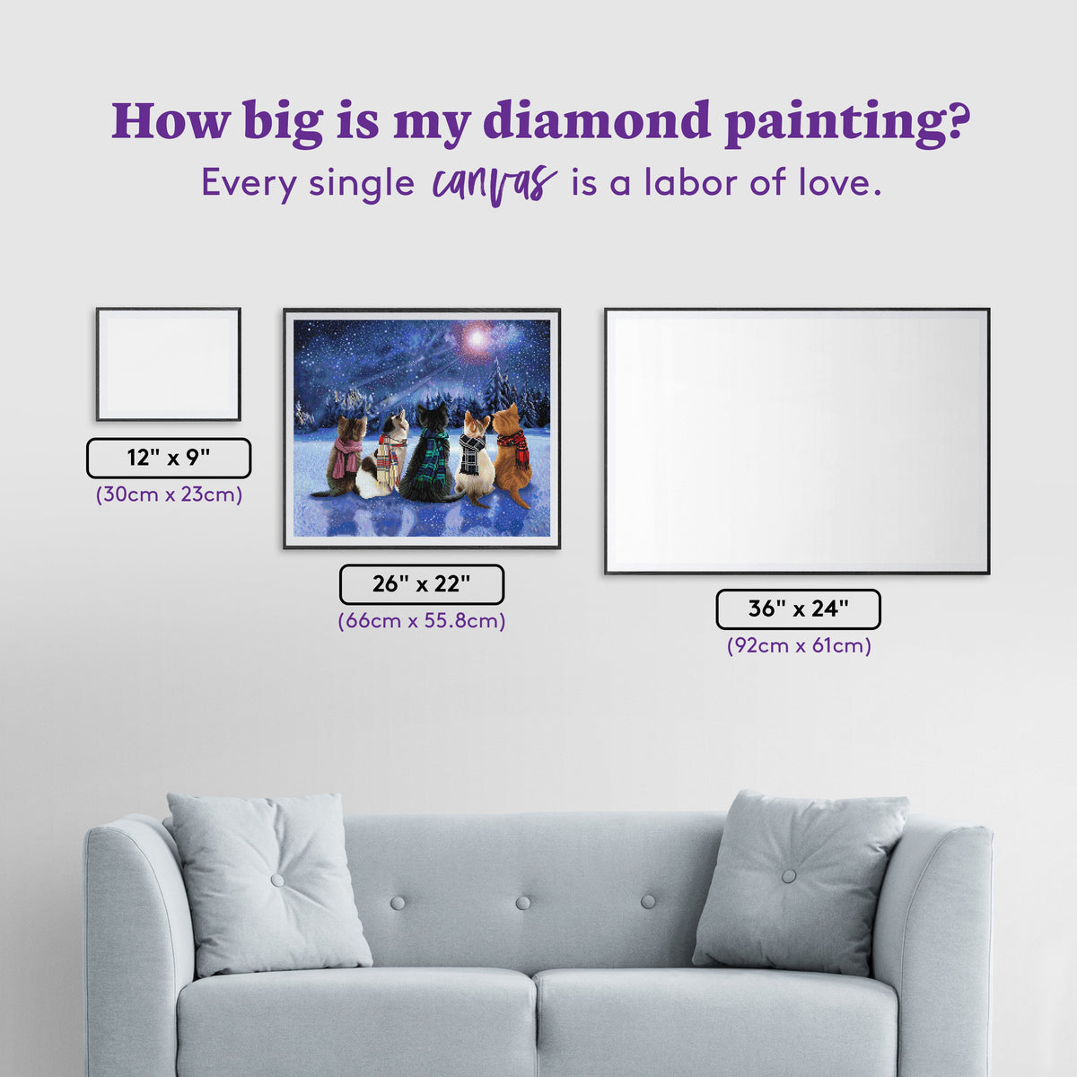 Diamond Painting Kitten Wishes 26" x 22" (66cm x 55.8cm) / Square with 89 Colors including 2 ABs and 3 Fairy Dust Diamonds / 59,360