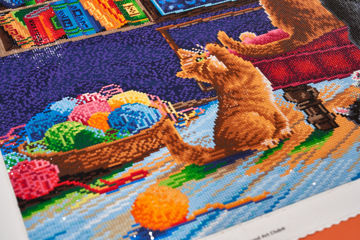 Diamond Painting Kittens and Fish Tank 38.6" x 27.6" (98cm x 70cm) / Square With 60 Colors Including 5 ABs / 110,433