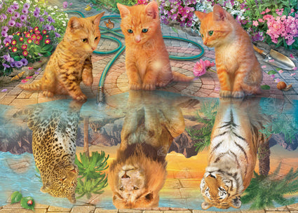 Diamond Painting Kittens Reflection 38.6" x 27.6" (98cm x 70cm) / Square with 69 Colors including 2 ABs and 2 Fairy Dust Diamonds / 110,433