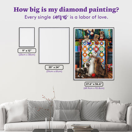 Diamond Painting Kitty High Jinks 27.6" x 36.6" (69.9cm x 92.8cm) / Square With 95 Colors Including 2 ABs and 4 Fairy Dust Diamonds / 104,812