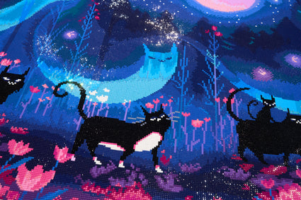 Diamond Painting Kitty Parade 43.7" x 25.6" (110.8cm x 65cm) / Square with 42 Colors including 3 ABs and 3 Fairy Dust Diamonds / 116,145