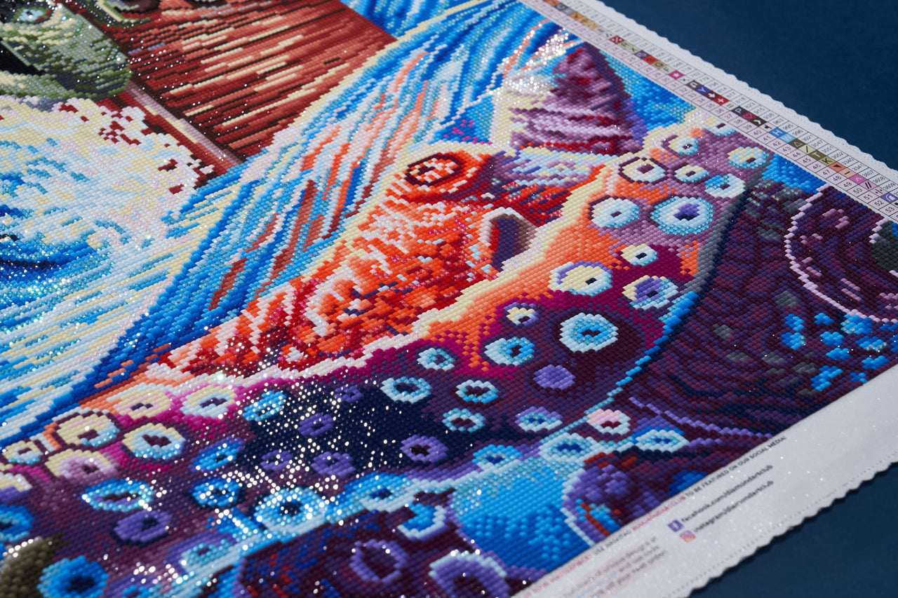 Diamond Painting Kraken #1 17" x 51" (42.8cm x 129.7cm) / Square With 64 Colors Including 5 ABs / 89,612