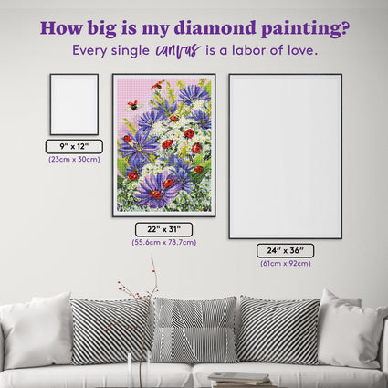 Diamond Painting Ladybug 22" x 31" (55.6cm x 78.7cm) / Round with 60 Colors including 3 ABs and 4 Fairy Dust Diamonds / 57,772