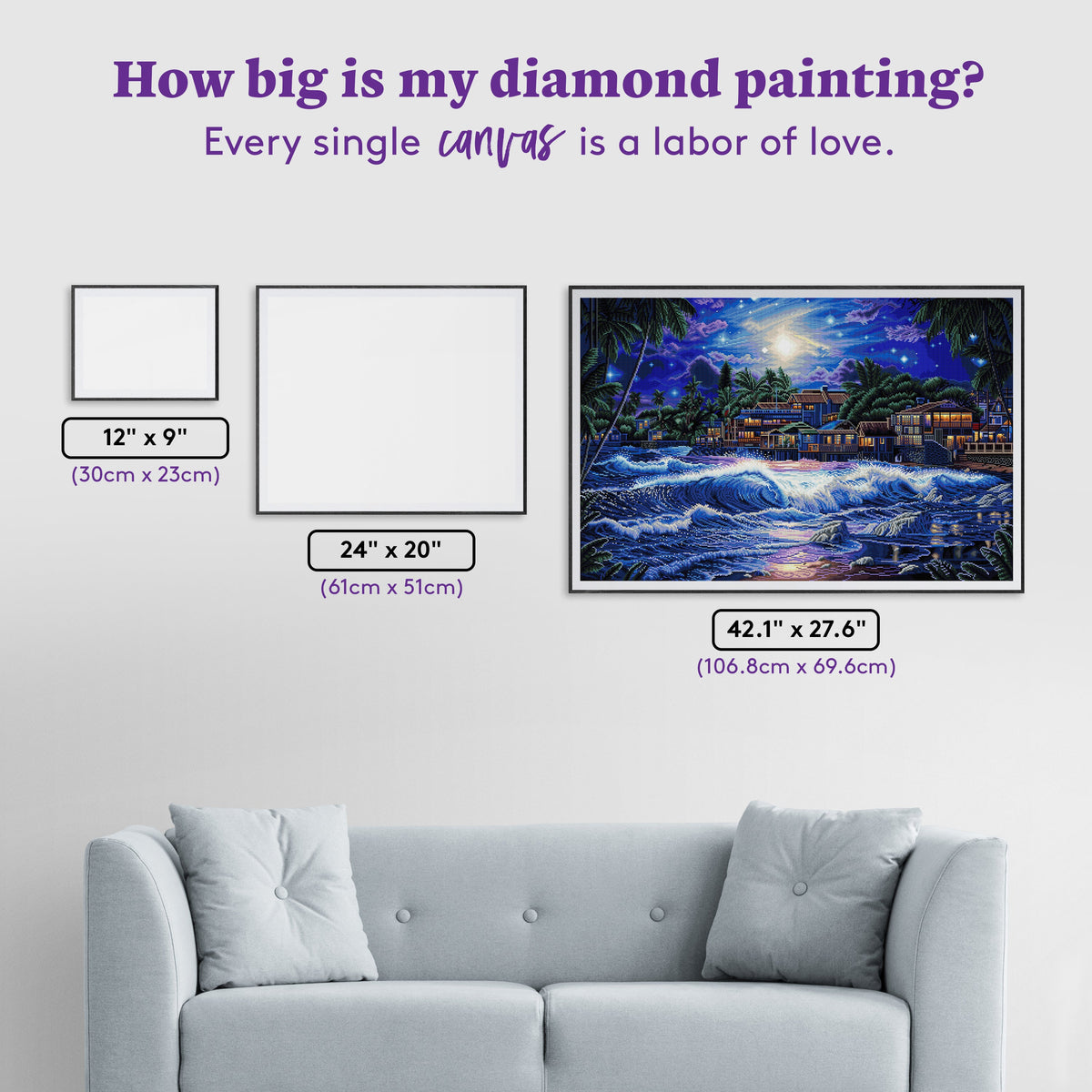 Diamond Painting Lahaina Starlight 41.7" x 27.6" (106.8cm x 69.9cm) / Square with 57 Colors including 3 ABs and 4 Fairy Dust Diamonds / 120,549