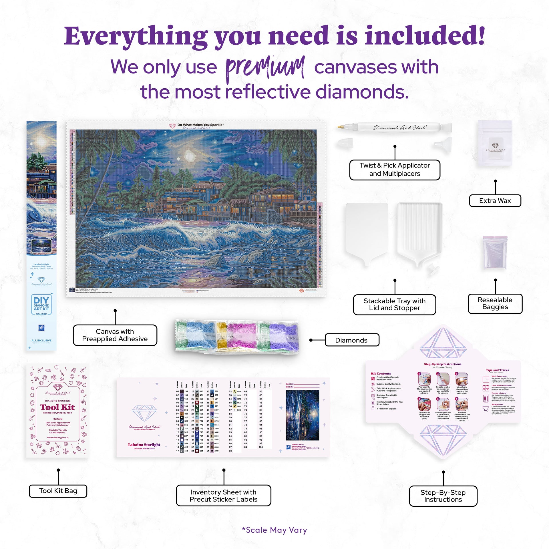 Diamond Painting Lahaina Starlight 41.7" x 27.6" (106.8cm x 69.9cm) / Square with 57 Colors including 3 ABs and 4 Fairy Dust Diamonds / 120,549