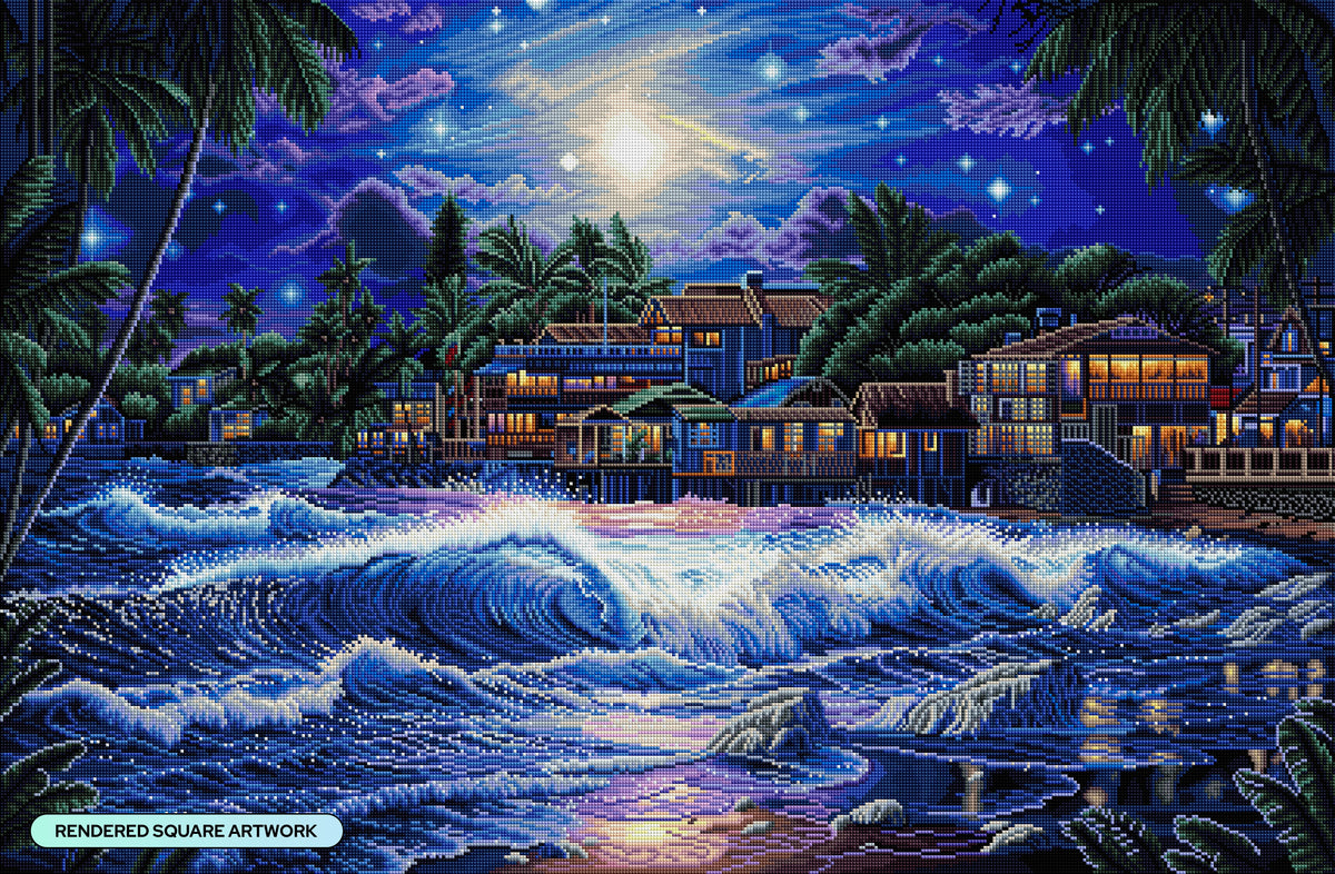 Diamond Painting Lahaina Starlight 41.7" x 27.6" (106.8cm x 69.9cm) / Square with 57 Colors including 3 ABs and 4 Fairy Dust Diamonds / 120,549