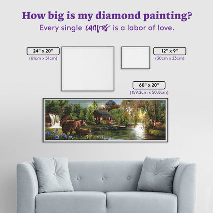 Diamond Painting Lake Serenity 60" x 20" (159.2cm x 50.8cm) / Square With 61 Colors Including 3 ABs and 1 Fairy Dust Diamonds / 125,256