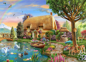 Diamond Painting Lakeside Cottage 35.8" x 25.6" (91cm x 65cm) / Square with 74 Colors including 5 ABs and 1 Fairy Dust Diamonds / 95,265