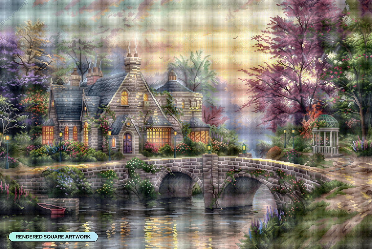 Diamond Painting Lamplight Manor 38.2" x 25.6" (96.8cm x 65cm) / Square With 61 Colors Including 3 ABs and 5 Fairy Dust Diamonds / 101,529