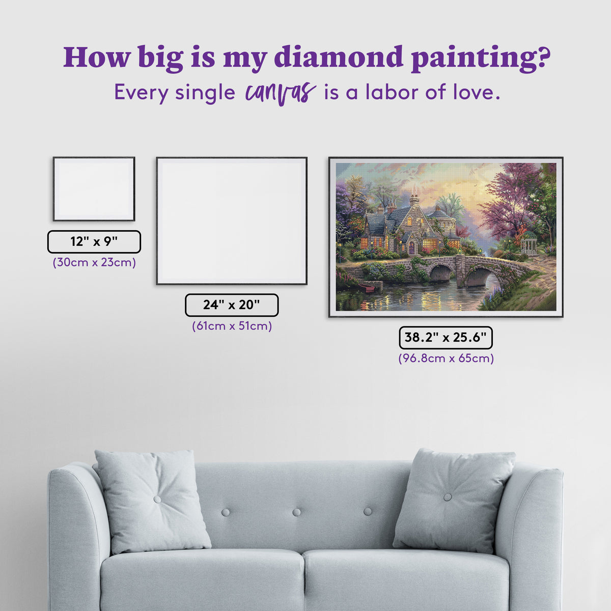 Diamond Painting Lamplight Manor 38.2" x 25.6" (96.8cm x 65cm) / Square With 61 Colors Including 3 ABs and 5 Fairy Dust Diamonds / 101,529