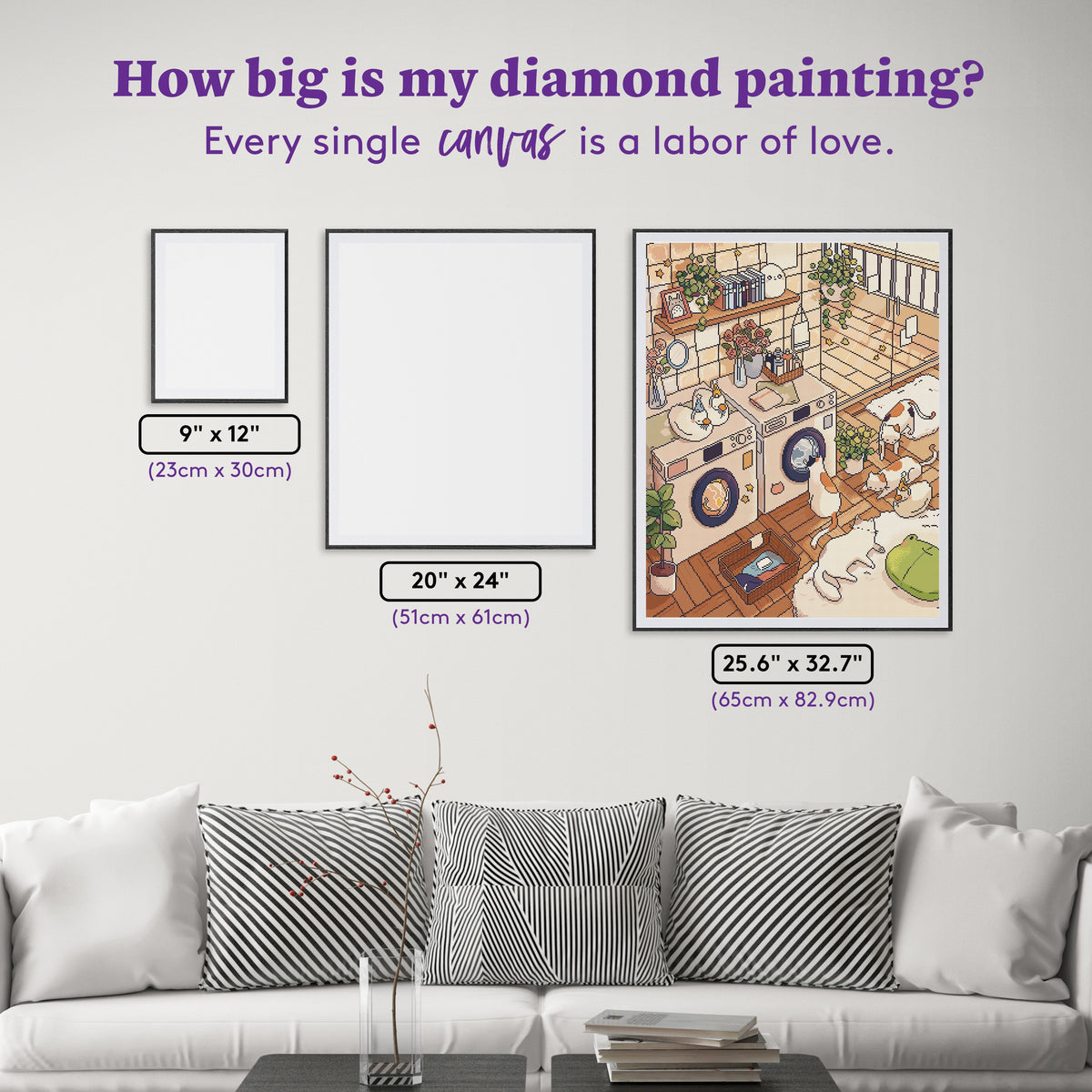 Diamond Painting Laundry Day 25.6" x 32.7" (65cm x 82.9cm) / Square With 76 Colors Including 3 ABs and 3 Fairy Dust Diamonds / 86,913