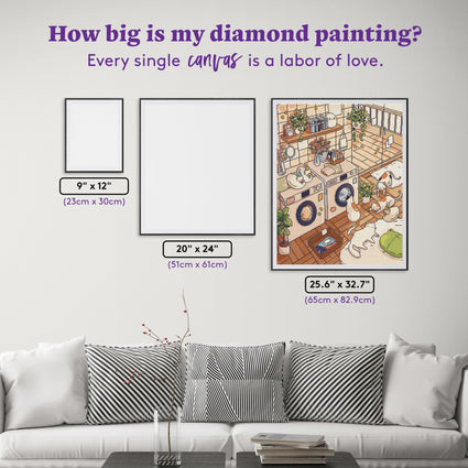 Diamond Painting Laundry Day 25.6" x 32.7" (65cm x 82.9cm) / Square With 76 Colors Including 3 ABs and 3 Fairy Dust Diamonds / 86,913