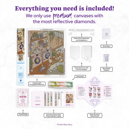 Diamond Painting Laundry Day 25.6" x 32.7" (65cm x 82.9cm) / Square With 76 Colors Including 3 ABs and 3 Fairy Dust Diamonds / 86,913
