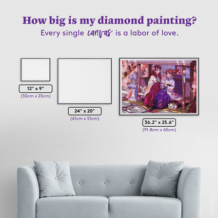 Diamond Painting Lazy Afternoon 36.2" x 25.6" (91.8cm x 65cm) / Square with 76 Colors including 2 ABs and 3 Fairy Dust Diamonds / 96,309