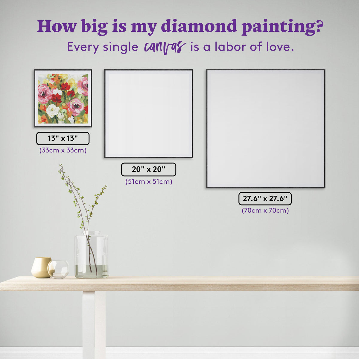 Diamond Painting Lea's Garden 13" x 13" (33cm x 33cm) / Round with 56 Colors including 3 ABs and 3 Fairy Dust Diamonds / 14,400