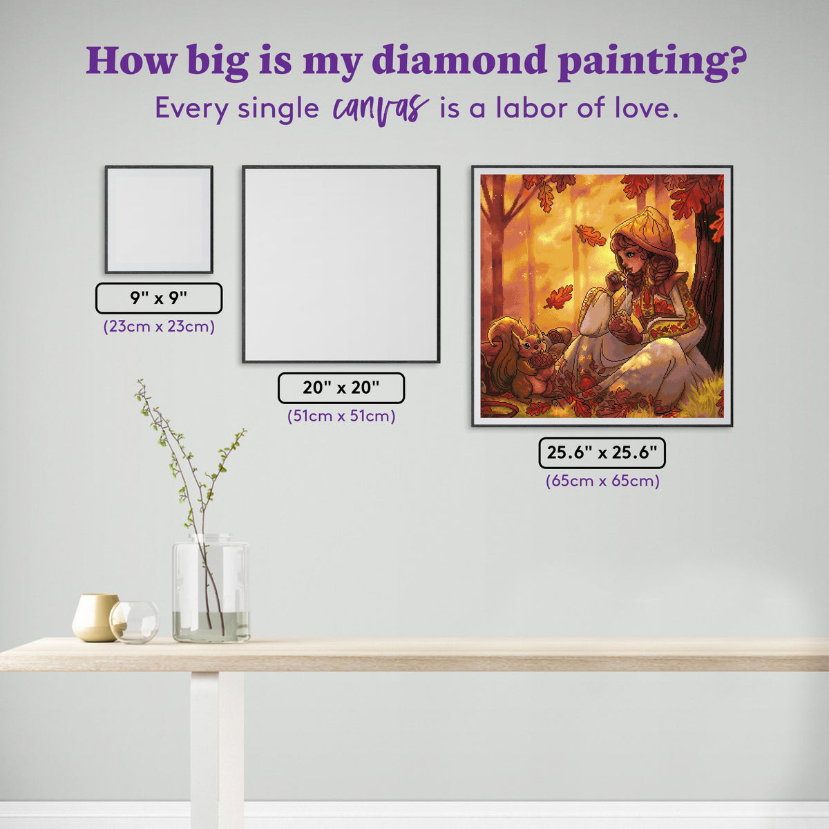 Diamond Painting Leaf 25.6" x 25.6" (65cm x 65cm) / Square with 60 Colors including 1 AB and 4 Fairy Dust Diamonds / 68,121