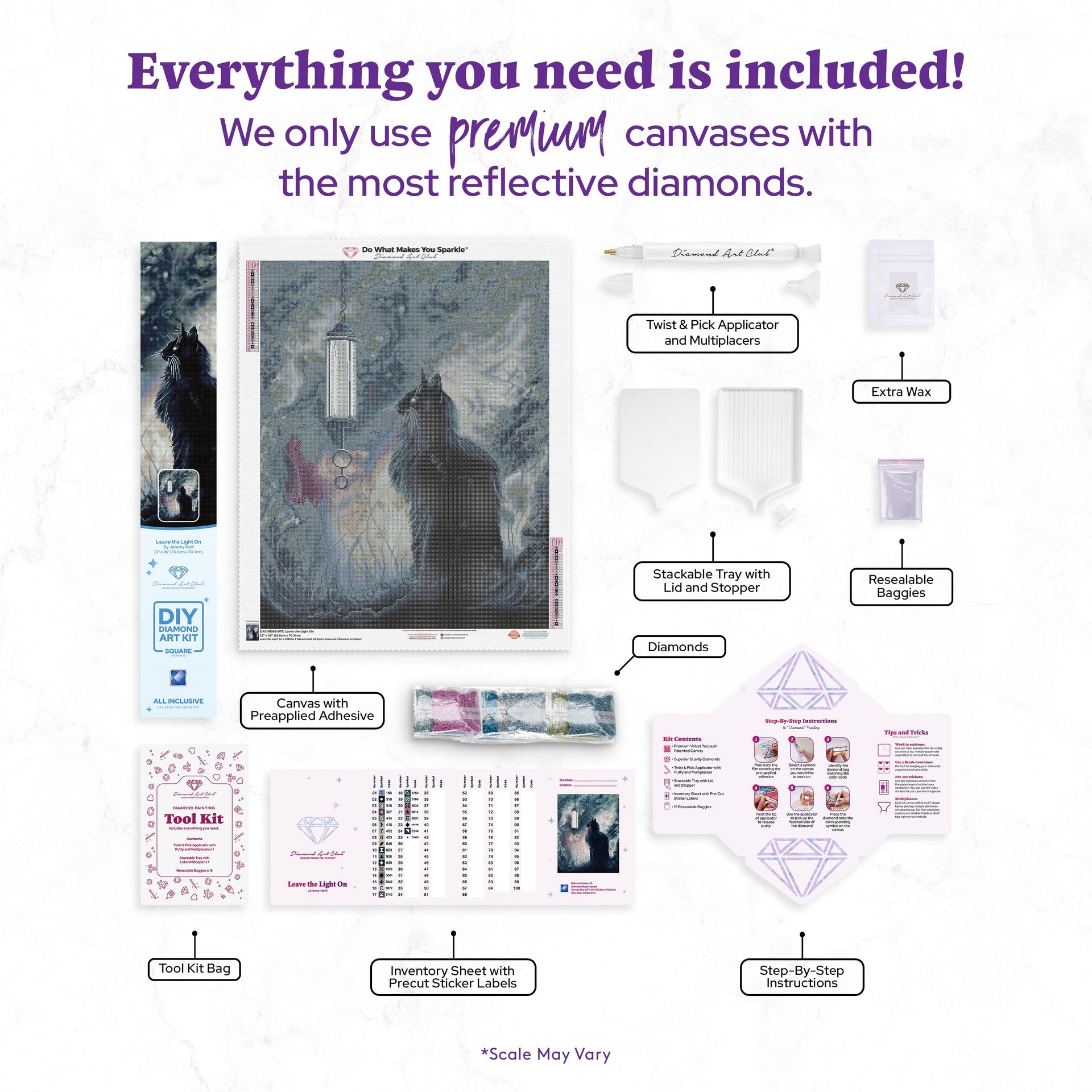 Diamond Painting Leave the Light On 22" x 28" (55.8cm x 70.7cm) / Square with 25 Colors including 1 AB and 2 Fairy Dust Diamonds / 63,616