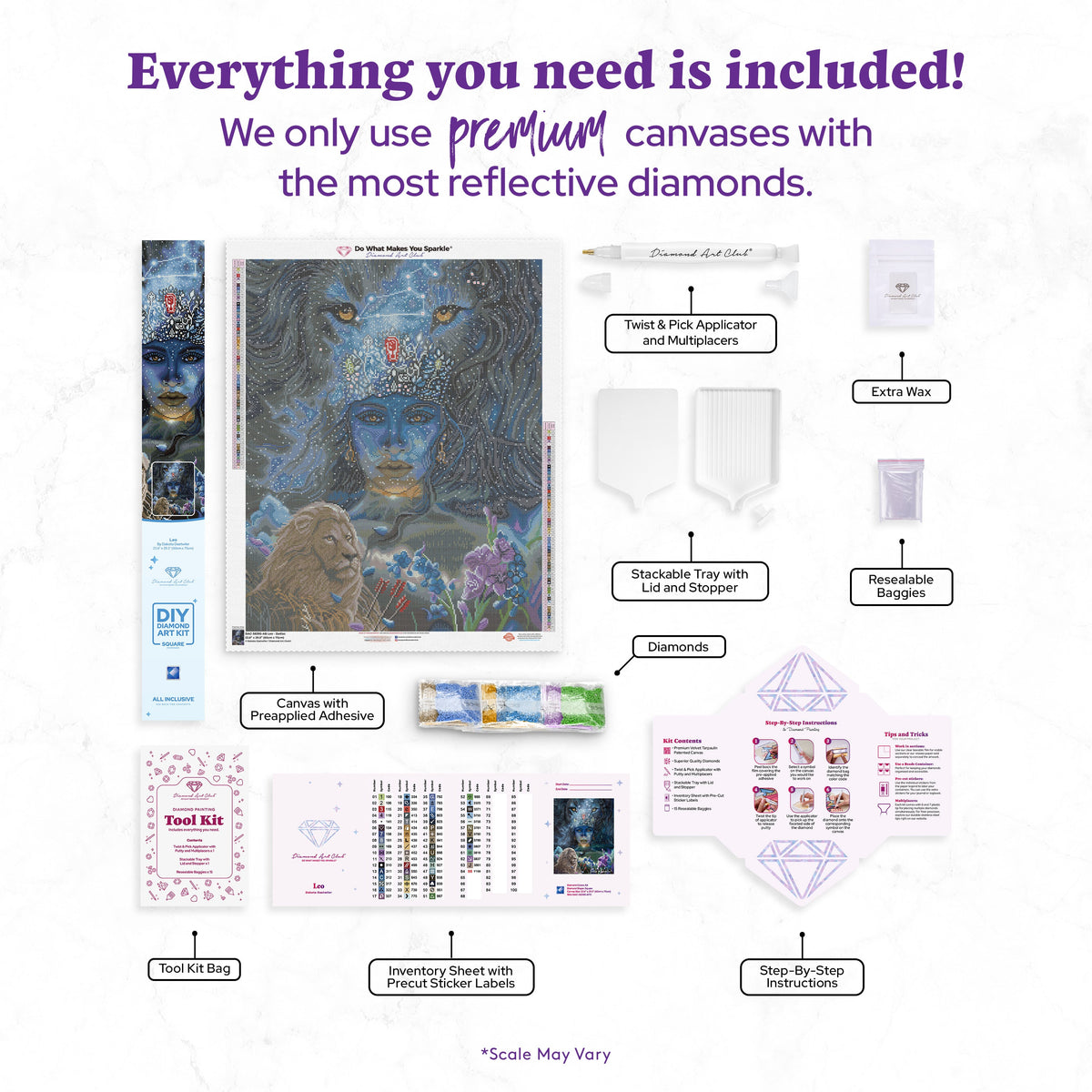 Diamond Painting Leo 23.6" x 29.5" (60cm x 75cm) / Square With 64 Colors Including 5 ABs and 1 Special Diamonds / 72,441