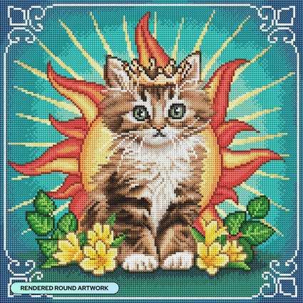 Diamond Painting Leo Zodiac Kitten 17" x 17" (42.6cm x 42.6cm) / Round with 47 Colors including 3 ABs and 1 Iridescent Diamond and 4 Fairy Dust Diamonds / 24,025