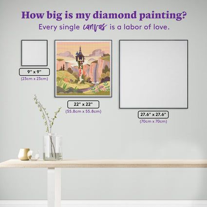 Diamond Painting Let Down Your Hair 22" x 22" (55.8cm x 55.8cm) / Square with 53 Colors including 1 AB and 4 Fairy Dust Diamonds / 50,176