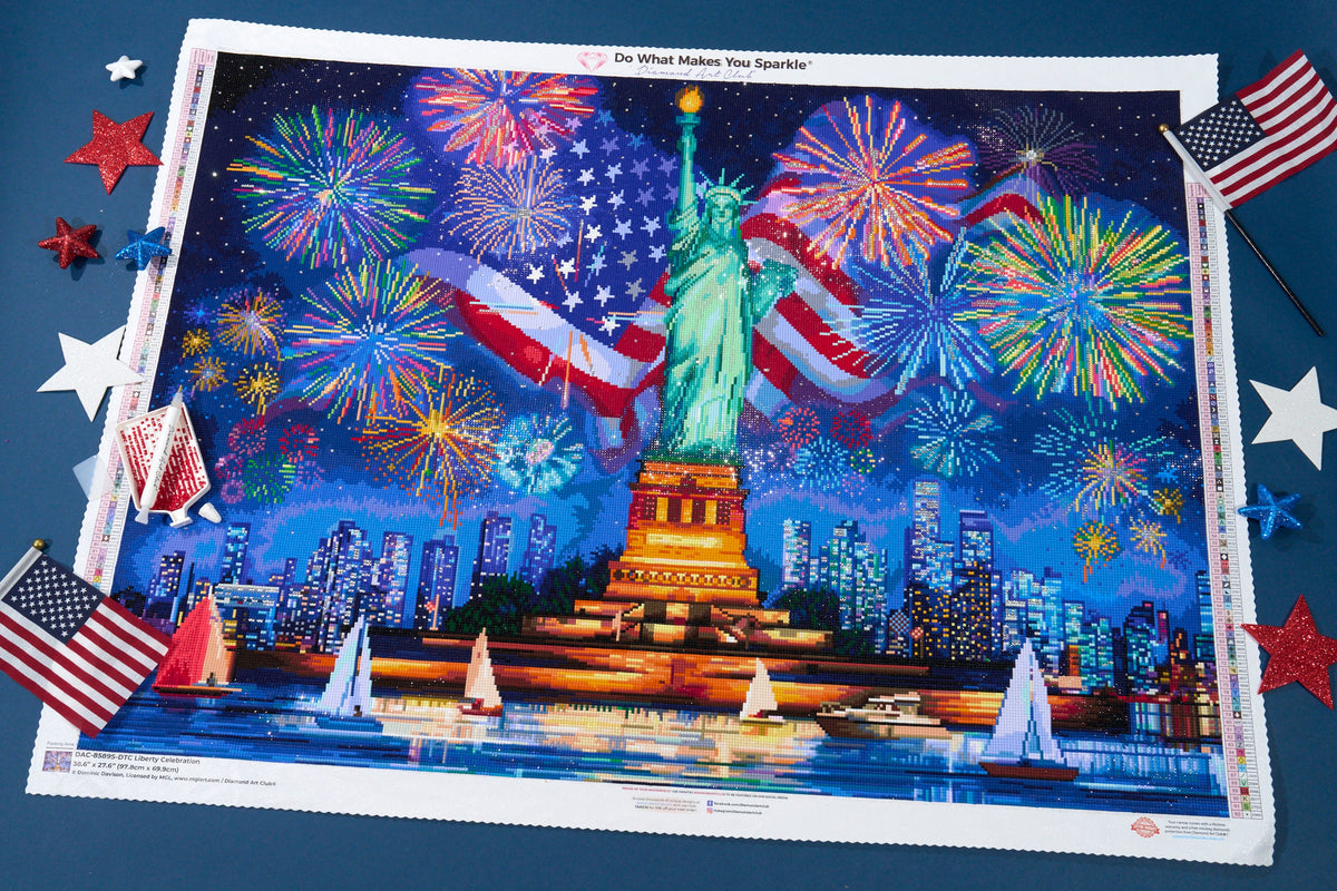 Diamond Painting Liberty Celebration 38.6" x 27.6" (97.8cm x 69.9cm) / Square with 92 Colors including 3 ABs and 1 Iridescent Diamond and 5 Fairy Dust Diamonds / 110,433