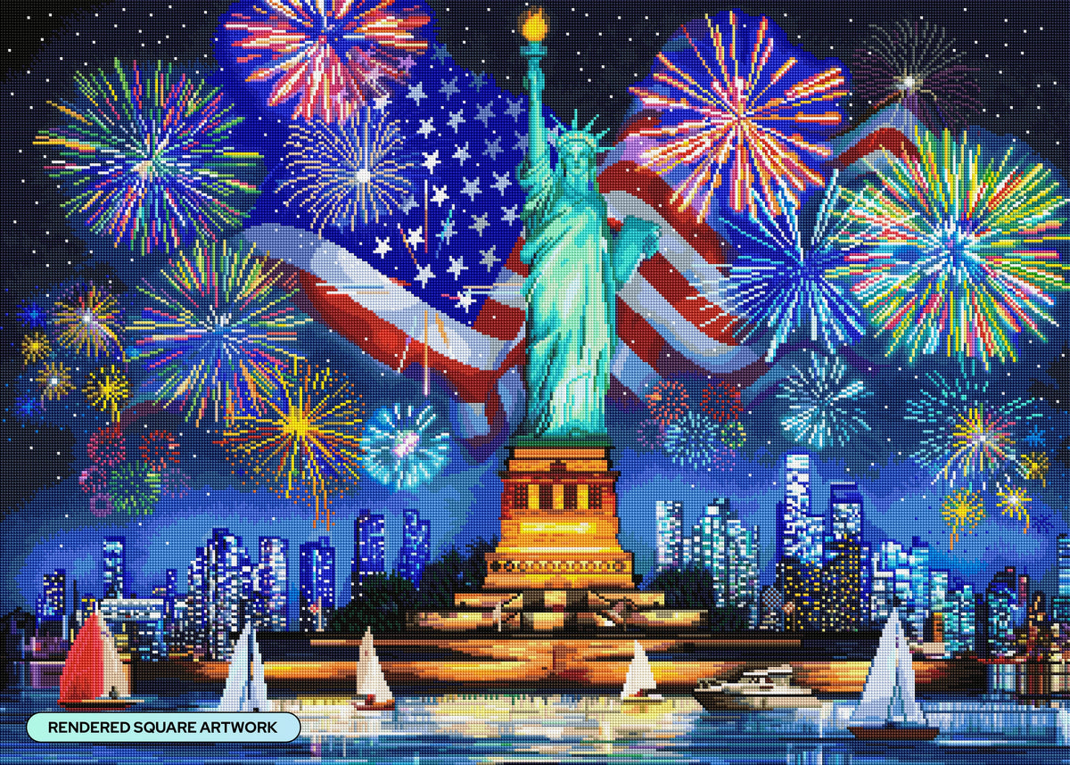 Diamond Painting Liberty Celebration 38.6" x 27.6" (97.8cm x 69.9cm) / Square with 92 Colors including 3 ABs and 1 Iridescent Diamond and 5 Fairy Dust Diamonds / 110,433