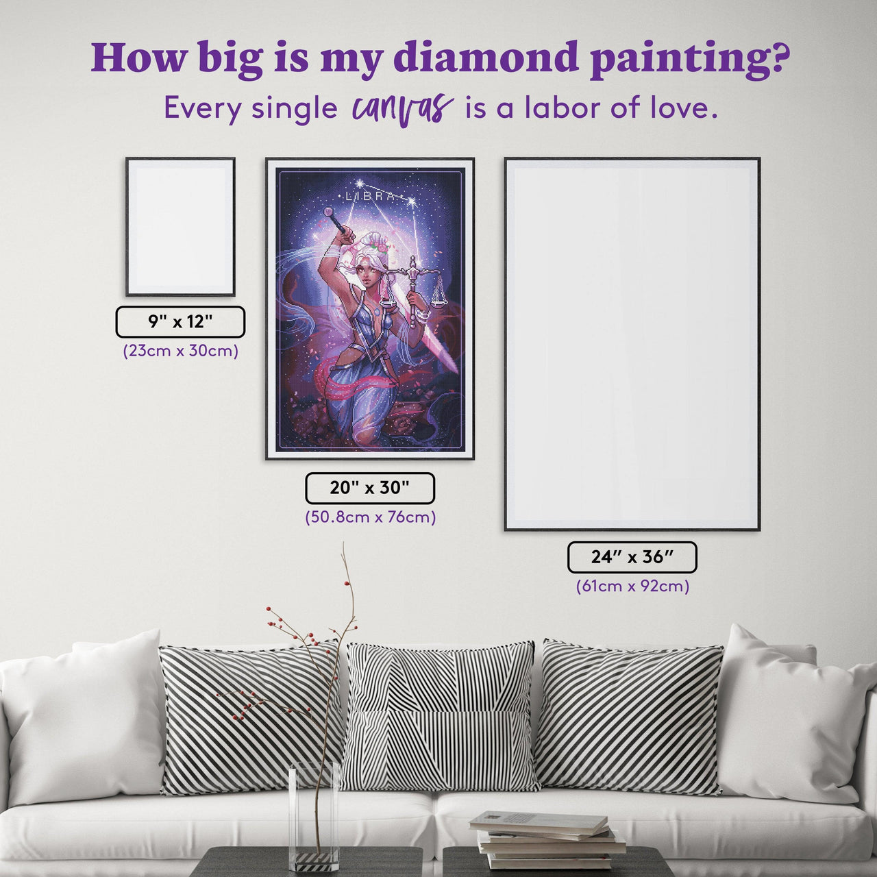 Diamond Painting Libra - CB 20" x 30" (50.8cm x 76cm) / Square with 51 Colors including 4 ABs and 2 Iridescent Diamonds / 62,424