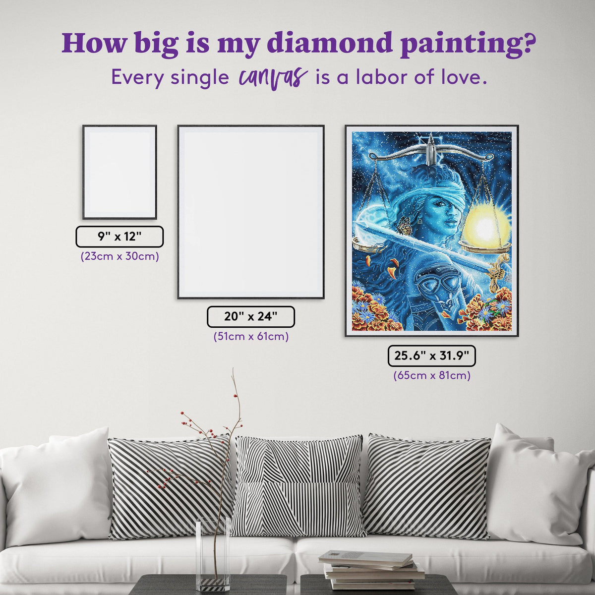 Diamond Painting Libra - DD 25.6" x 31.9" (65cm x 81cm) / Square With 57 Colors Including 3 ABs and 4 Fairy Dust Diamonds / 84,825